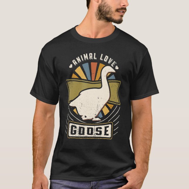 Gänse Vintages Retro-Tier T-Shirt (Vorderseite)