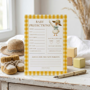 Gänse-Vorhersagen Gelbe Gingham-Baby-Party-Karte Einladung