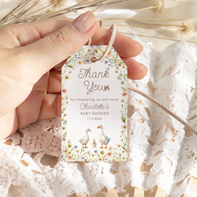 Gänse Wildblume Baby Dusche Vielen Dank Tag Geschenkanhänger (Von Creator hochgeladen)