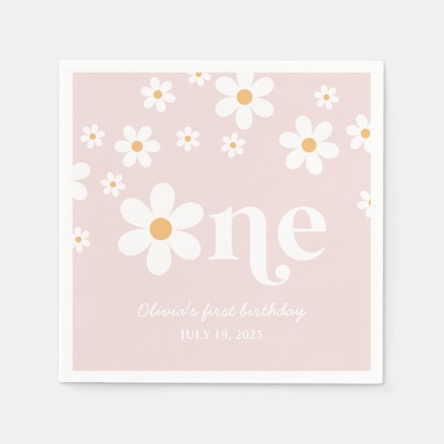 Gänseblümchen 1. Geburtstag Serviette (Vorderseite)