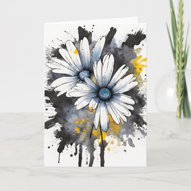 Gänseblümchen - Aquarellblumen Karte (Vorderseite)
