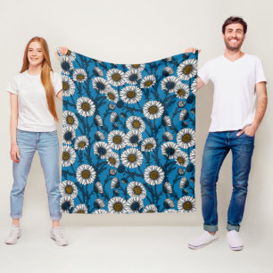 Gänseblümchen auf Blau Fleecedecke