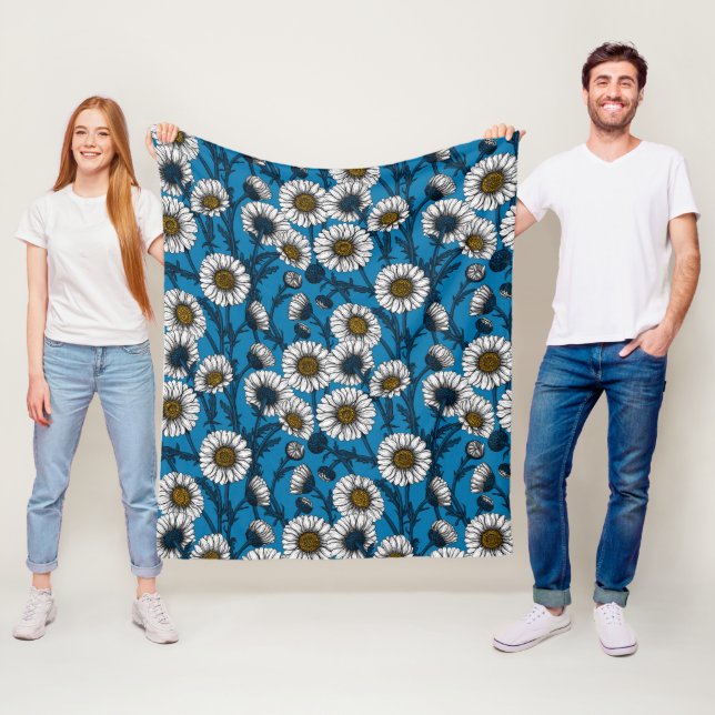 Gänseblümchen auf Blau Fleecedecke (Beispiel)