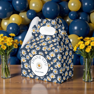 Gänseblümchen auf blauem Denim-Geburtstag Geschenkschachtel