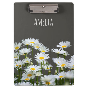 Gänseblümchen auf Grau Personalisiert Klemmbrett