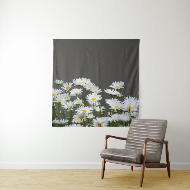 Gänseblümchen auf Grau Wandteppich (Beispiel)
