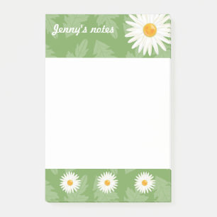 Gänseblümchen auf Grün mit individuellem Titel Post-it Klebezettel