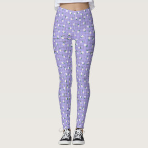 Gänseblümchen auf Karo (kleine Größe) Lila Legging Leggings