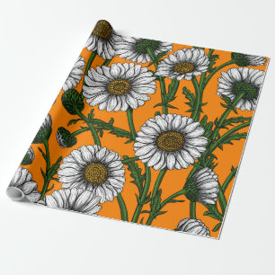Gänseblümchen auf Orange Geschenkpapier