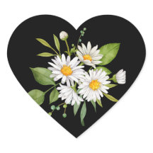 Gänseblümchen auf schwarzem Hintergrund Sticker