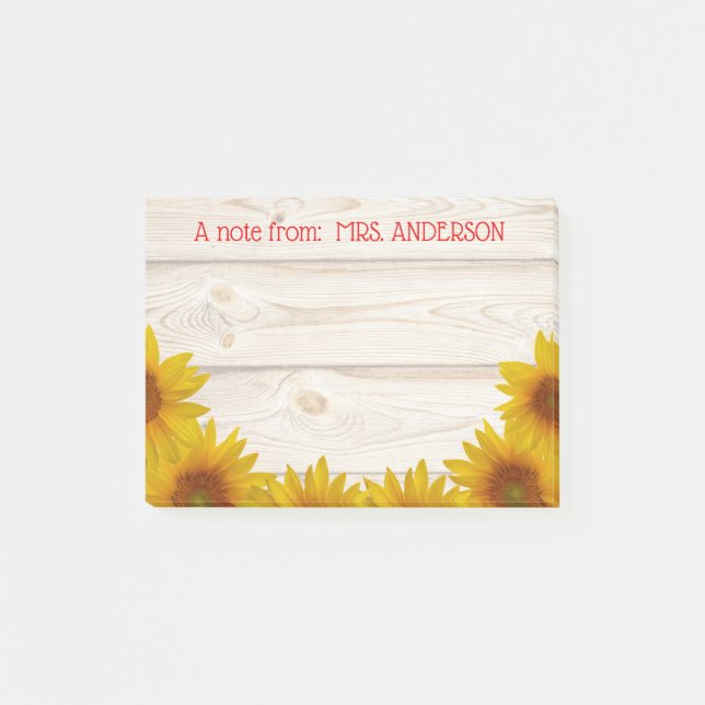 Gänseblümchen auf Shiplap | A Anmerkung vom Lehrer Post-it Klebezettel (Vorderseite)