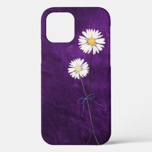 Gänseblümchen auf violettem Leder Case-Mate iPhone Hülle