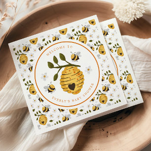 Gänseblümchen-Bienenstock-Hummel-Biene-Baby-Party Serviette