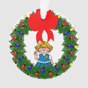 Gänseblümchen-blondes Haar-Kiefern-Kranz mit Bog Ornament