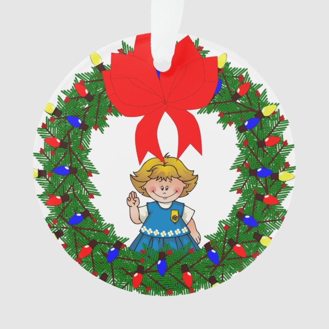 Gänseblümchen-blondes Haar-Kiefern-Kranz mit Bogen Ornament (Vorderseite)