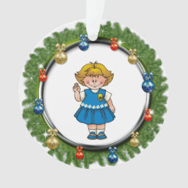 Gänseblümchen-blondes Haar-Kiefern-Kranz mit Ornament