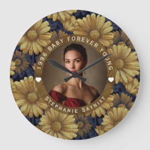 Gänseblümchen-Blume Fünfzig Geburtstag Custom Große Wanduhr