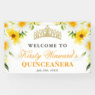 Gänseblümchen Blumen begrüßen Quinceanera Banner