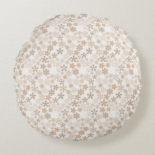 Gänseblümchen Blumen Beige Blumen Ästhetik Ditsy T Rundes Kissen