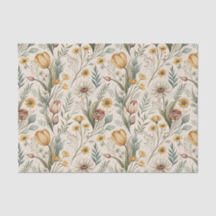 Gänseblümchen Blumen & Gelbe Tulpe Florale Garteng Seidenpapier