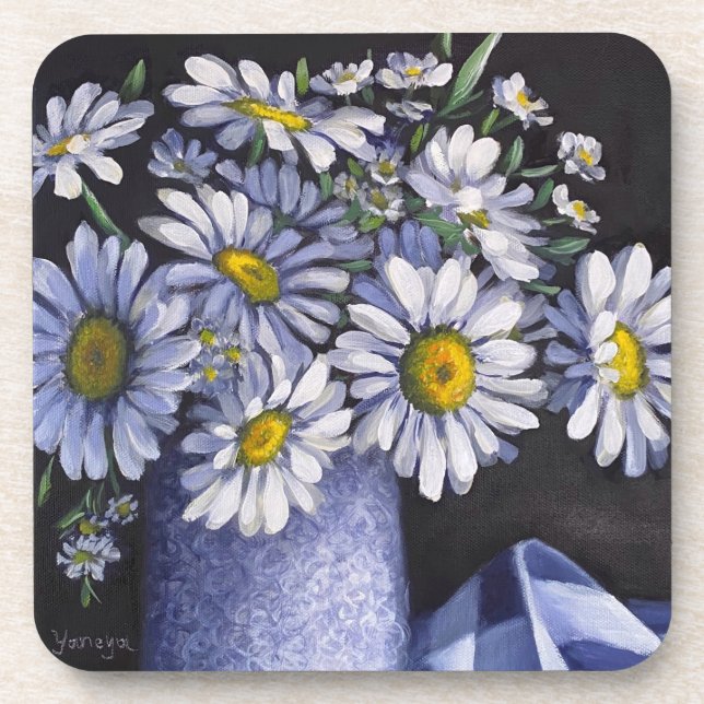 Gänseblümchen-Blumen-Hartplastik-Untersetzer Getränkeuntersetzer (Vorderseite)