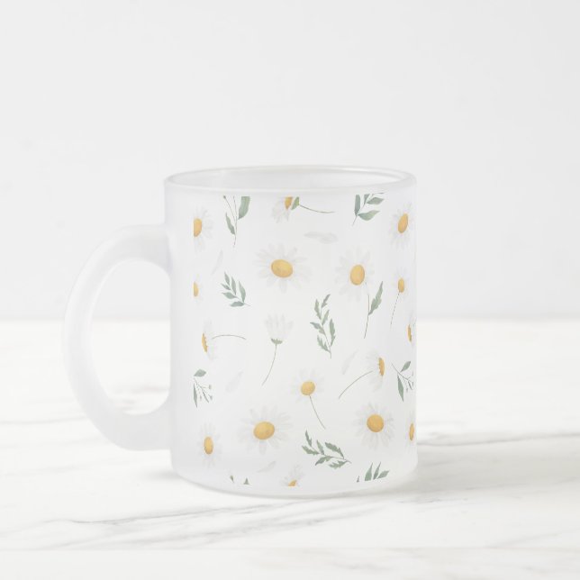 Gänseblümchen-Blumen-Muster-Tasse Mattglastasse (Links)
