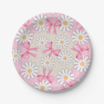 Gänseblümchen-Blumen-Schleifen-Papierteller 7" run