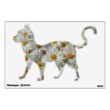Gänseblümchen-Blumenkatzen-Wand-Abziehbild