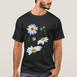 Gänseblümchen-Blumenmotiv für botanische Skizze Fl T-Shirt