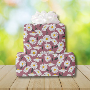 Gänseblümchen-Blumenmuster auf Rosa Geschenkpapier