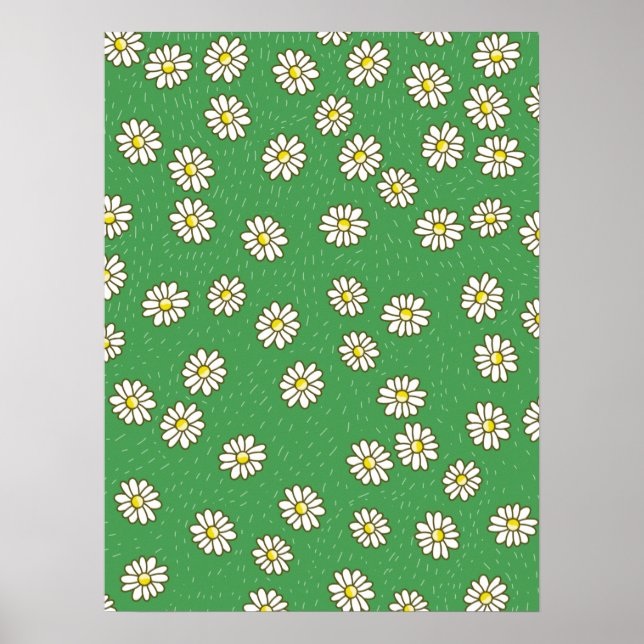 Gänseblümchen-Blumenmuster Poster (Vorne)