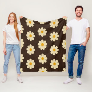 Gänseblümchen Creme- und Gelb-Design Fleecedecke