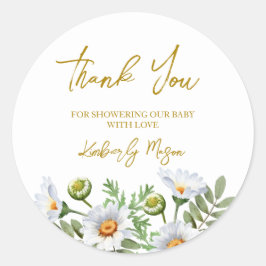 Gänseblümchen Danke Baby Shower Runder Aufkleber