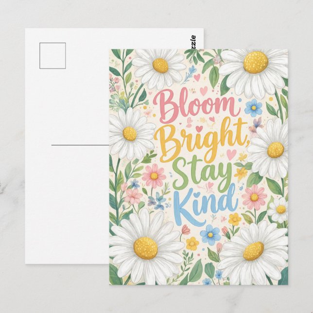 Gänseblümchen: Erblühe hell, bleibe freundlich Postkarte (Vorne/Hinten)