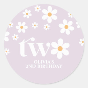 Gänseblümchen floral 2. Geburtstag Runder Aufkleber