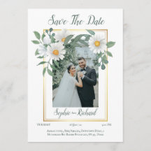 Gänseblümchen Florales Gold Hochzeit Save The Date
