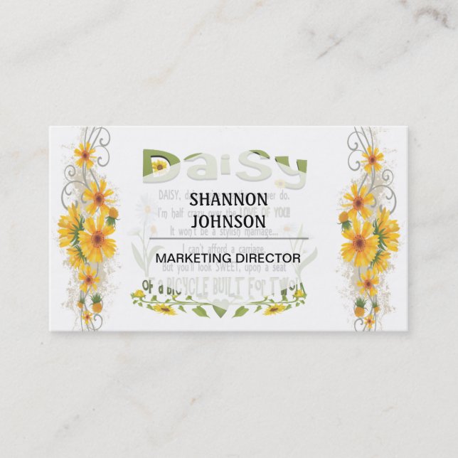 Gänseblümchen, Gänseblümchen geben mich, den die Visitenkarte (Vorderseite)