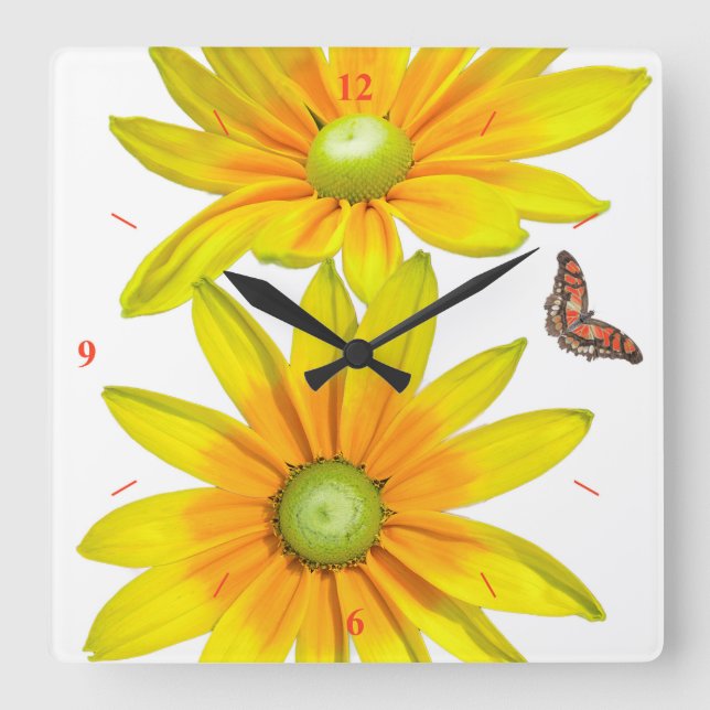 Gänseblümchen, Gänseblümchen, geben mich, den Ihre Quadratische Wanduhr (Vorderseite)