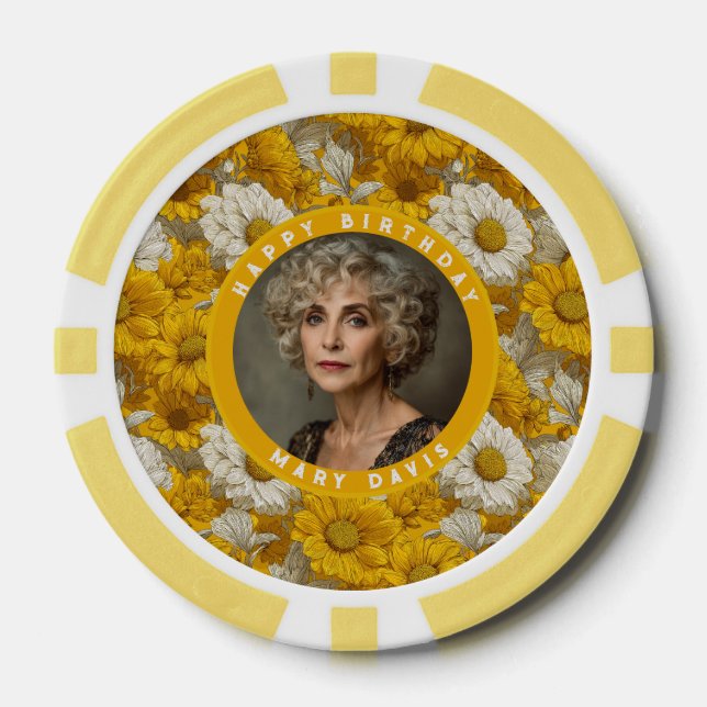 Gänseblümchen Garten Vierzig Geburtstage Mutter Ge Pokerchips (Vorderseite)