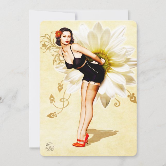 Gänseblümchen-Gesicht Pin-Up Party-Einladung Einladung (Vorderseite)