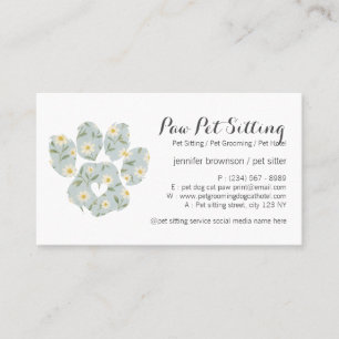 Gänseblümchen Grün Pet Sitter Grooming Pfote Visitenkarte