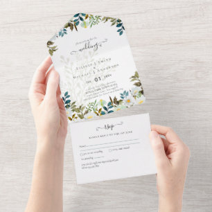 Gänseblümchen Grüne Hochzeit All In One Einladung