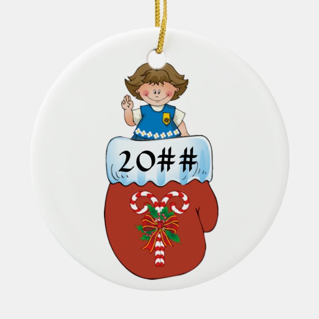 Gänseblümchen-Handschuh brünett Keramik Ornament (Vorne)