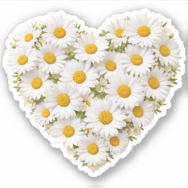 Gänseblümchen Herz April Geburtsblume Aufkleber (Vorderseite)