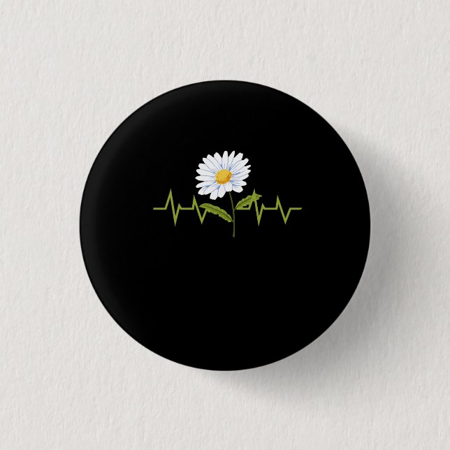 Gänseblümchen Herzschlag Button (Vorderseite)