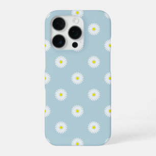 Gänseblümchen-Illustrationsmuster auf Hellblau iPhone 16 Pro Hülle
