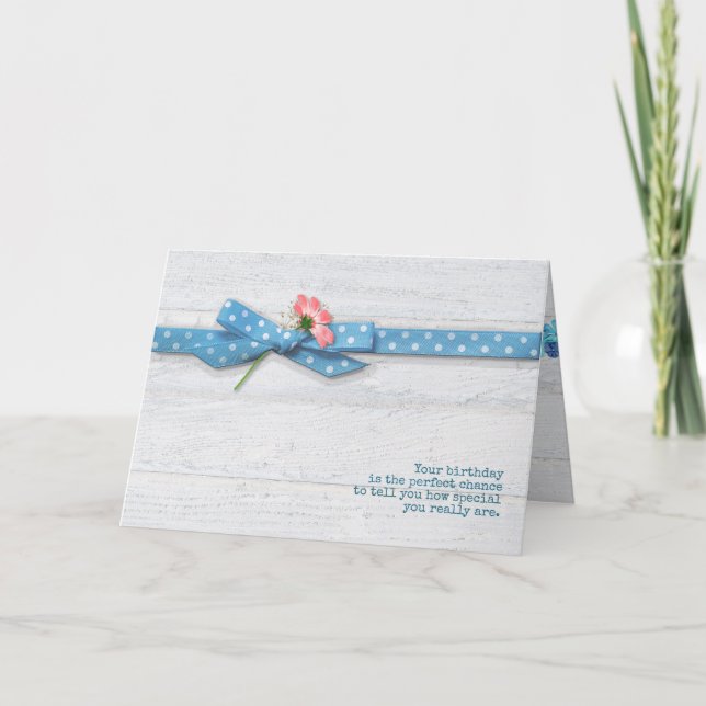 Gänseblümchen im Tupfenband für Schwester Karte (Vorderseite)