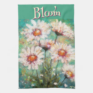 Gänseblümchen Impressionistisches Florales Türkis Geschirrtuch