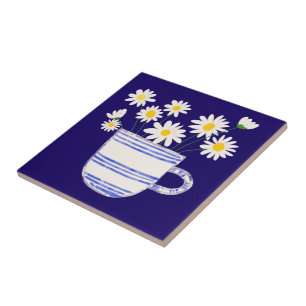 Gänseblümchen in Keramikvase Wasserfarbe Keramikfl Fliese