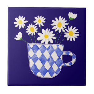 Gänseblümchen in Keramikvase Wasserfarbe Keramikfl Fliese